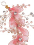 Gold Toned & Pink Stocking Flowers Beaded Tiara Hair Accessory