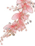 Gold Toned & Pink Stocking Flowers Beaded Tiara Hair Accessory