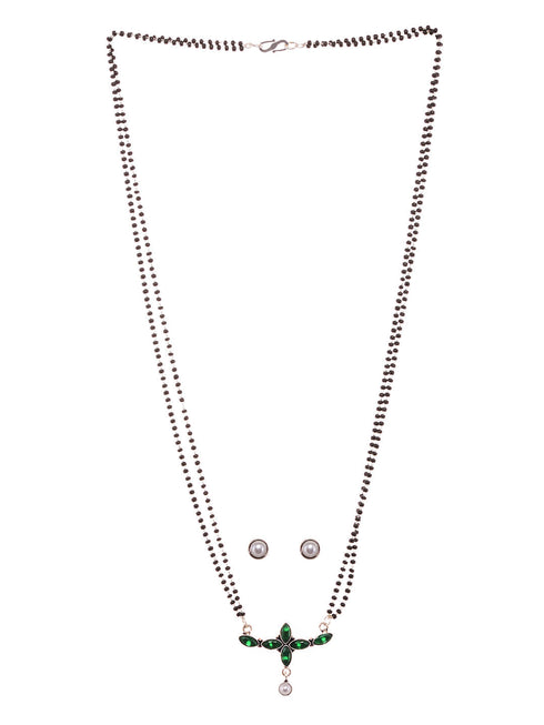 SilverPlated Green StonesStudded Mangalsutra