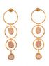 GoldToned & Pink Contemporary Hoop Earrings