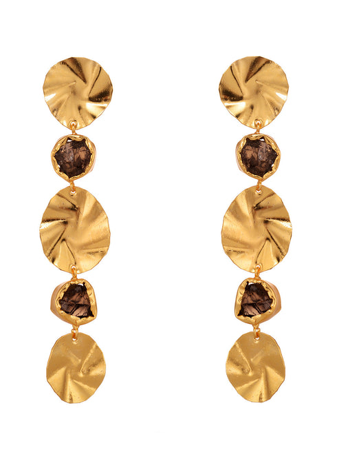 GoldenToned & Brown Contemporary Hoop Earrings