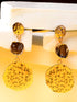 GoldToned & Brown Contemporary Drop Earrings