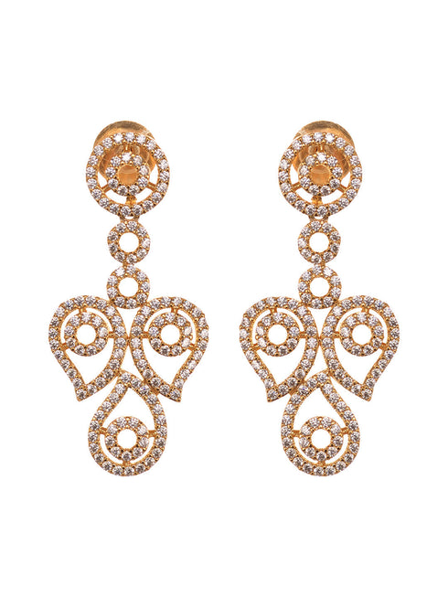Gold Toned AD Designer Minimal Necklace Jewellery Set