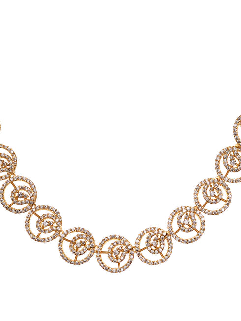 Gold plated AD Studded Statement Necklace jewellery Set