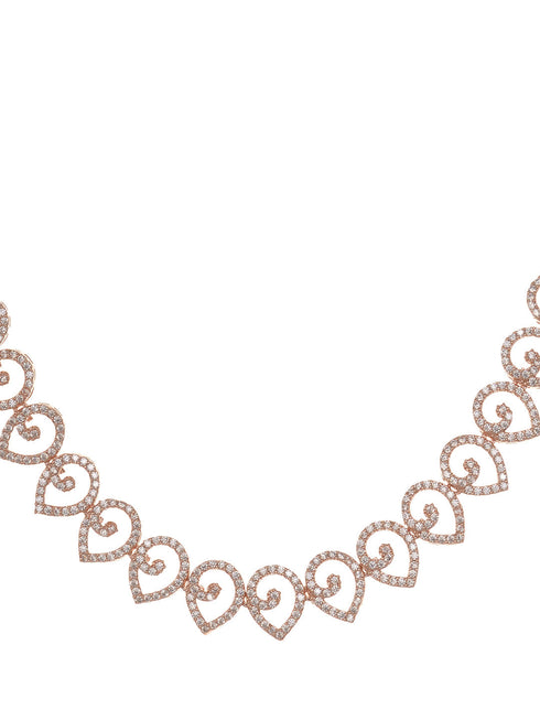 Rose Gold Plated AD Studded Minimal Necklace jewellery Set