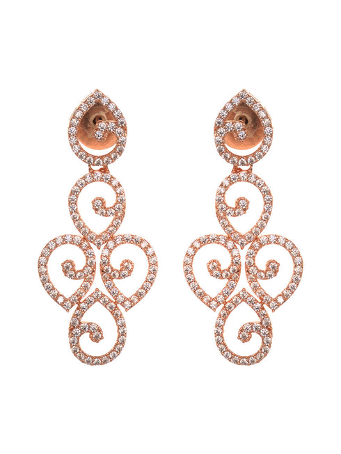 Rose Gold Plated AD Studded Minimal Necklace jewellery Set