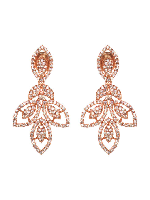 Rose Gold Plated AD Studded Geometric Minimal Necklace Jewellery Set