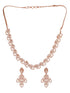 Rose Gold Plated AD Studded Geometric Minimal Necklace Jewellery Set