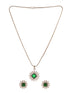 Silver Plated Green AD Minimal Locket Jewellery Set