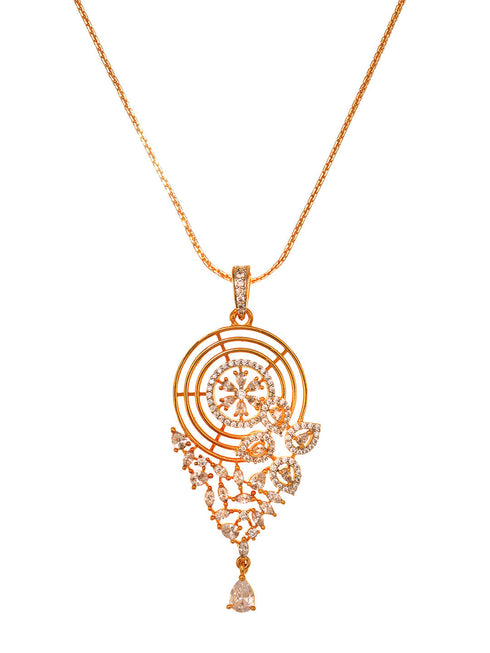 Gold Toned AD Filgree Locket Jewellery Set