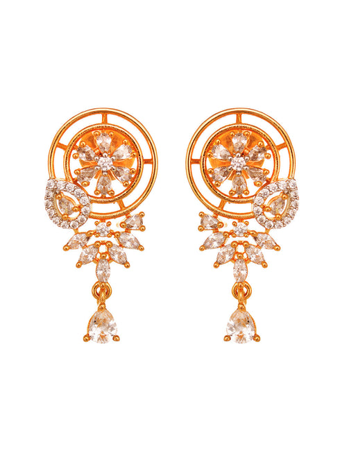 Gold Toned AD Filgree Locket Jewellery Set