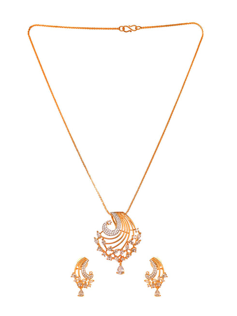 Gold Plated AD Studded Designer Locket Jewellery Set