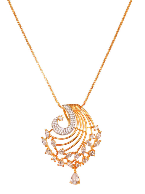 Gold Plated AD Studded Designer Locket Jewellery Set