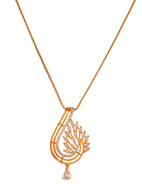 Gold Plated AD Statement Filgree Locket Jewellery Set