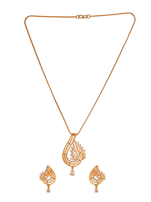 Gold Plated AD Statement Filgree Locket Jewellery Set