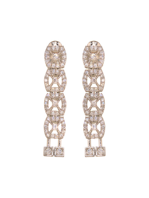 Silver Toned AD Studded layered Necklace jewellery Set