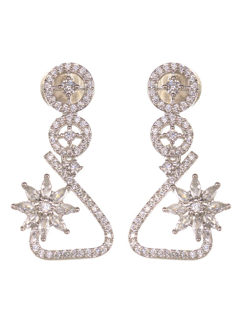Silver Plated AD Studded Statement Necklace Jewellery Set
