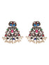 Silver Oxidised Multi stone studded Navratan Statement Necklace Jewellery Set