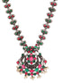 Oxidised Green stone studded Peacock Design Necklace Jewellery Set