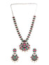 Oxidised Green stone studded Peacock Design Necklace Jewellery Set
