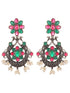 Oxidised Green stone studded Peacock Design Necklace Jewellery Set