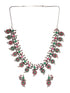 Silver Oxidised Green stone studded Peacock Choker Necklace Jewellery Set