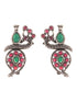 Silver Oxidised Green stone studded Peacock Choker Necklace Jewellery Set