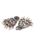 Silver Oxidised Multi stone studded Navratan Statement Necklace Jewellery Set