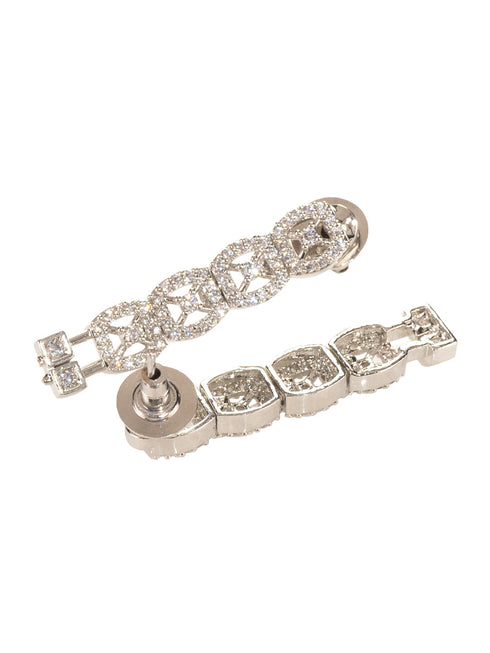 Silver Toned AD Studded layered Necklace jewellery Set