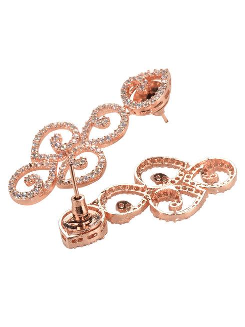 Rose Gold Plated AD Studded Minimal Necklace jewellery Set