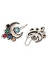 Siver Oxidised Multi stone studded Navratan Hook Earring