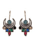 Siver Oxidised Multi stone studded Navratan Hook Earring