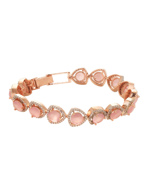 Rose Gold Toned Pink AD Statement Wrap Around Bracelet