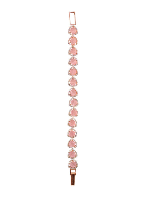 Rose Gold Toned Pink AD Statement Wrap Around Bracelet