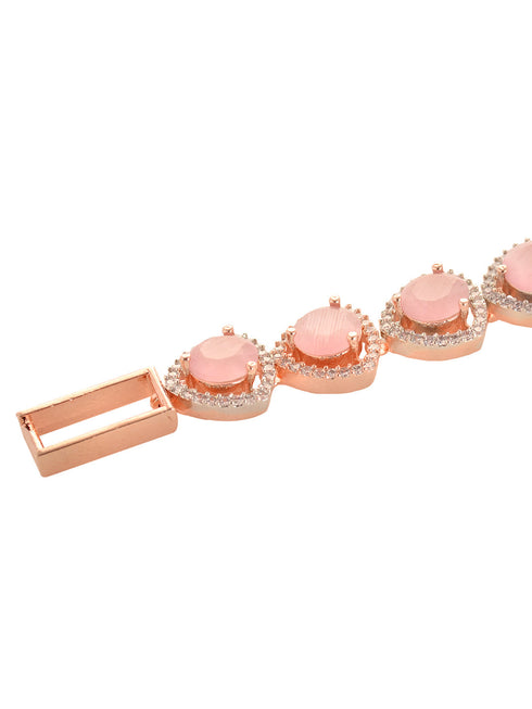 Rose Gold Toned Pink AD Statement Wrap Around Bracelet