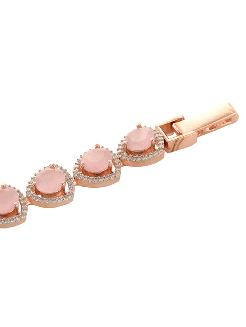 Rose Gold Toned Pink AD Statement Wrap Around Bracelet