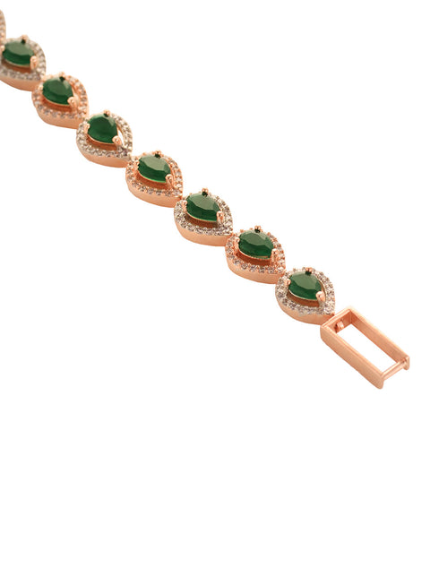 Rose Gold Plated Blue AD Studded Wraparound Tennis Bracelet
