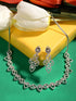 Silver white Rhodium AD Studded Statement Minimal Necklace Jewellery Set