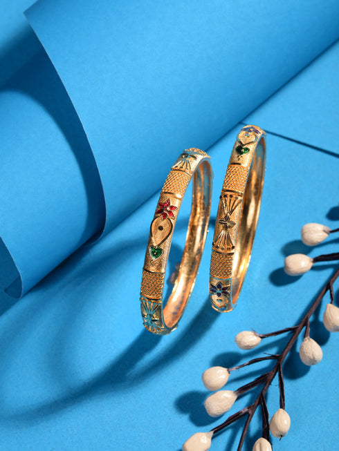 Set of 2 Gold Plated Filgree Handcrafted Bangles