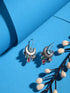 Siver Oxidised Multi stone studded Navratan Hook Earring