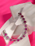 White Silver Plated Red Oval AD Studded Link TennisBracelet