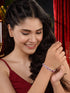 White Silver Plated Red Oval AD Studded Link TennisBracelet