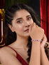 White Silver Plated Red Oval AD Studded Link TennisBracelet