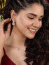 Rose Gold Plated AD Embellished Minimal Drop Earrings