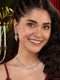 Silver white Rhodium AD Studded Statement Minimal Necklace Jewellery Set