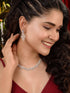 Silver white Rhodium AD Studded Statement Minimal Necklace Jewellery Set