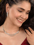 Silver Toned AD Studded layered Necklace jewellery Set