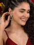 Silver Toned Green AD Luxe Hoop Earrings