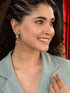 Silver Oxidised Pink Stone Jhumki Minimal Earring