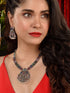 Silver Oxidised Multi stone studded Navratan Statement Necklace Jewellery Set